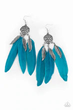 Load image into Gallery viewer, In Your Wildest DREAM-CATCHERS - Blue Feather Earrings
