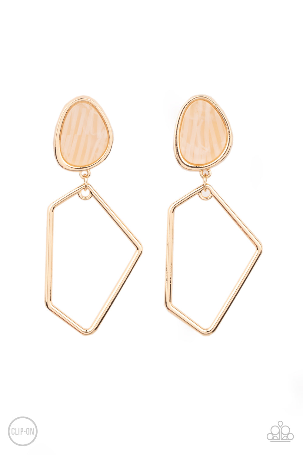 Retro Reverie - Gold Clip on Earrings